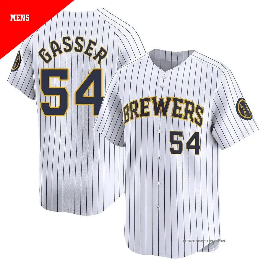 Milwaukee Brewers ＃54 Robert Gasser Men's White Limited Alternate Jersey