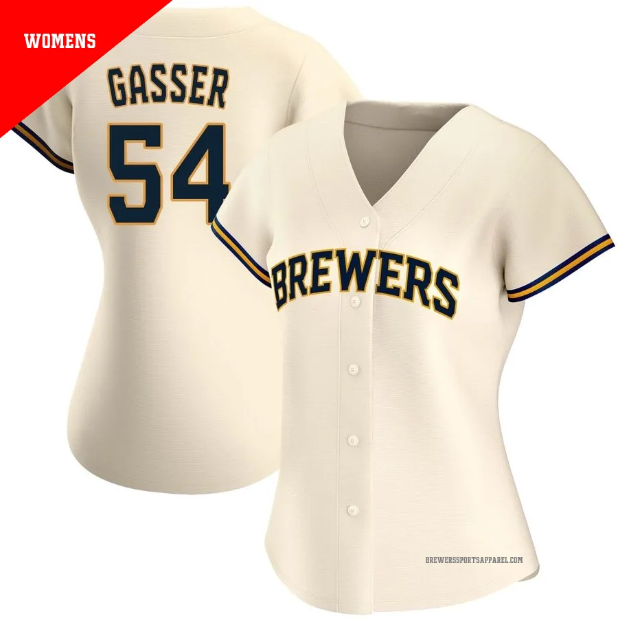 Milwaukee Brewers ＃54 Robert Gasser Women's Cream Authentic Home Jersey