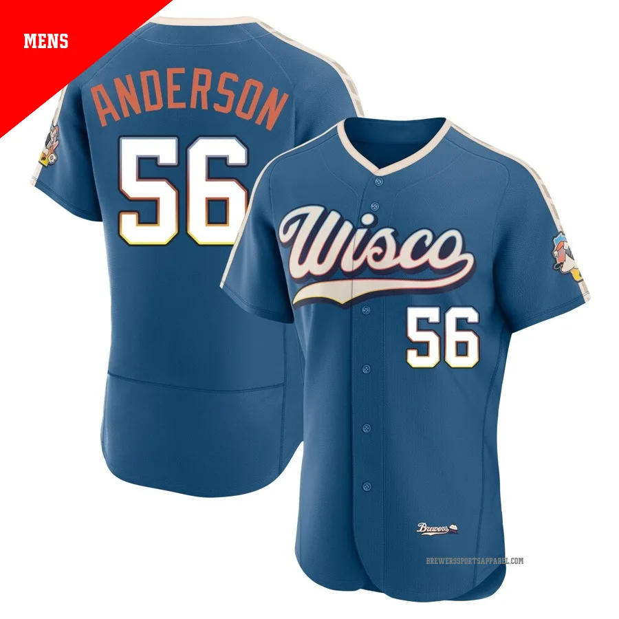 Milwaukee Brewers ＃56 Grant Anderson Men's Blue Authentic Mineral 2026 City Connect Stadium Jersey