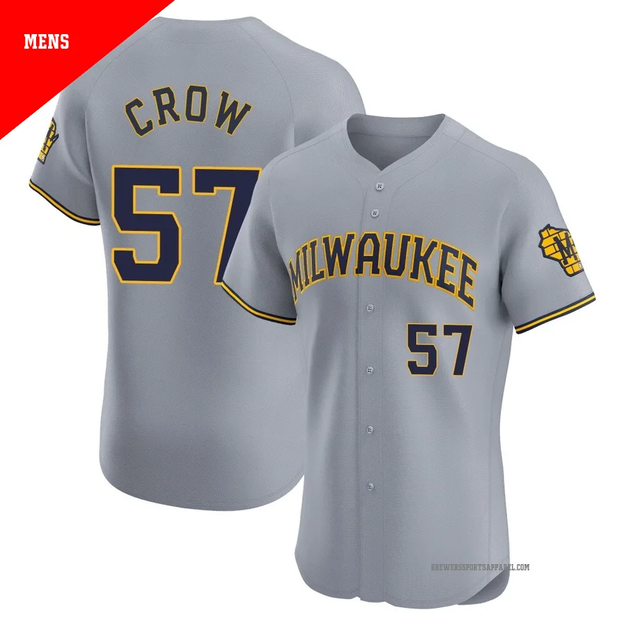 Milwaukee Brewers ＃57 Coleman Crow Men's Gray Elite Road Jersey