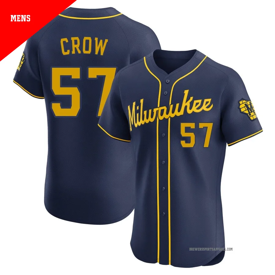 Milwaukee Brewers ＃57 Coleman Crow Men's Navy Elite Alternate Jersey