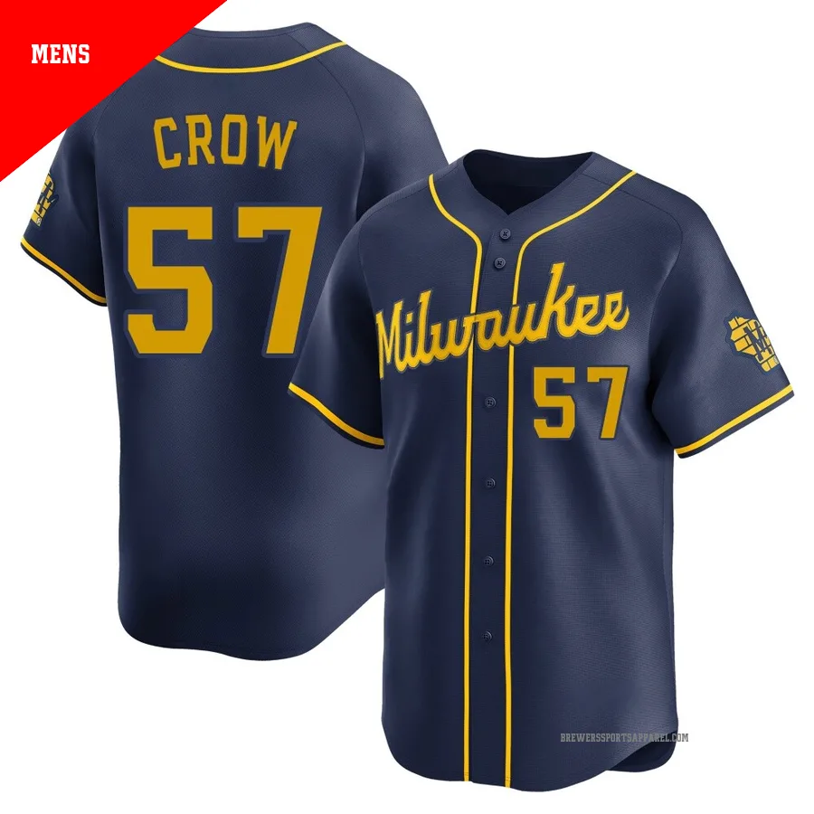 Milwaukee Brewers ＃57 Coleman Crow Men's Navy Limited Alternate Jersey