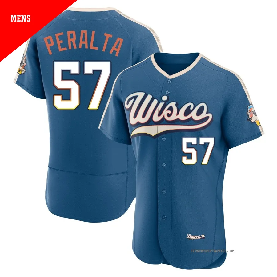 Milwaukee Brewers ＃57 Sammy Peralta Men's Blue Authentic Mineral 2026 City Connect Stadium Jersey