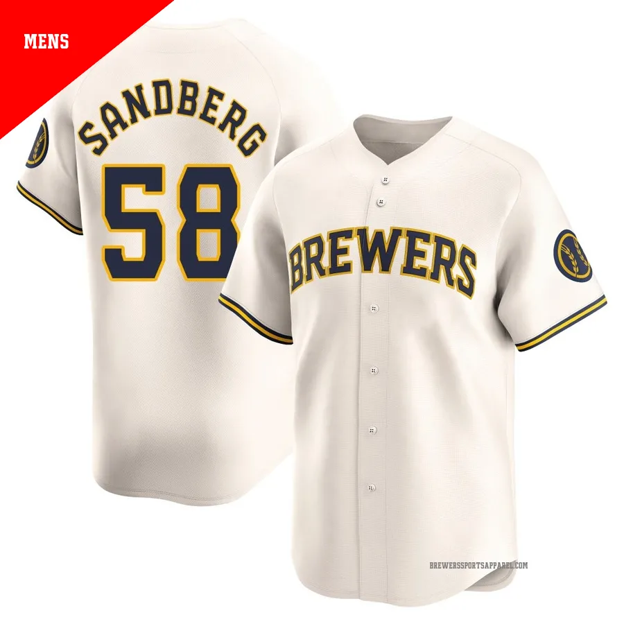 Milwaukee Brewers ＃58 Ryan Sandberg Men's Cream Limited Home Jersey