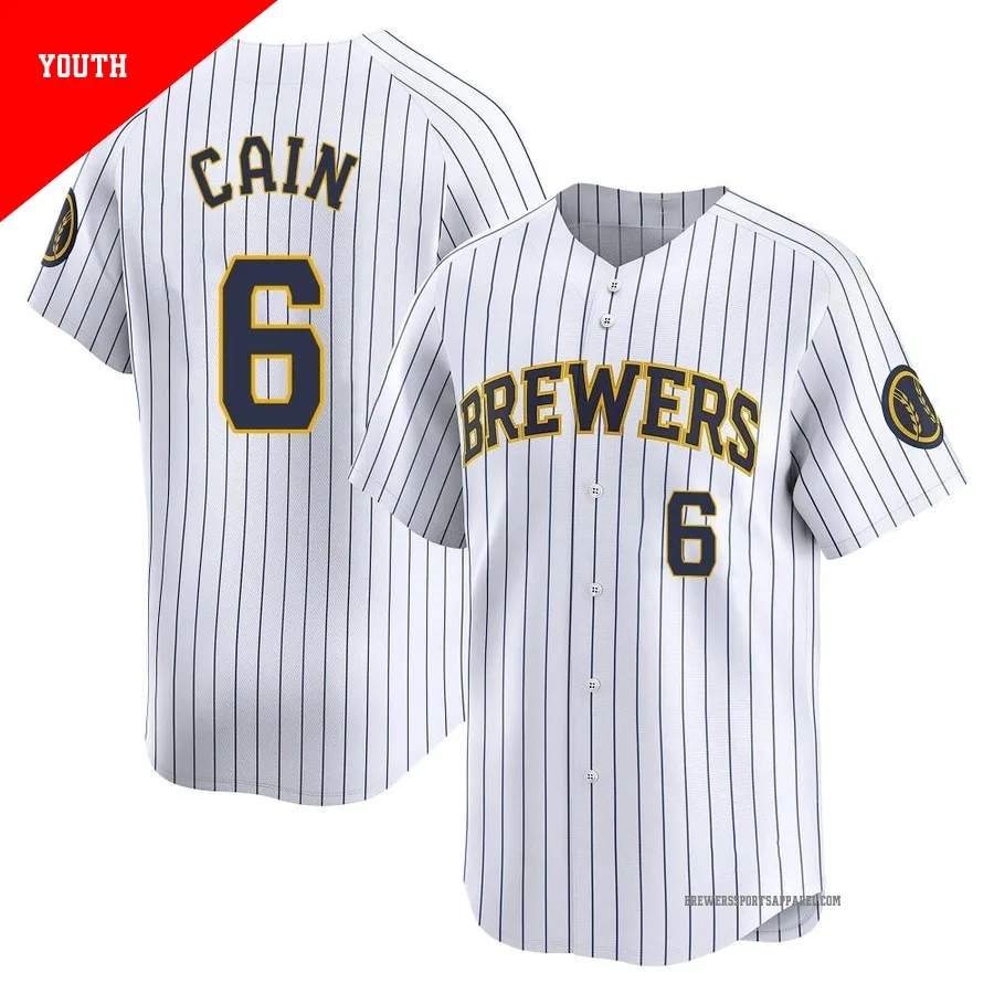 Milwaukee Brewers ＃6 Lorenzo Cain Youth White Limited Alternate Jersey