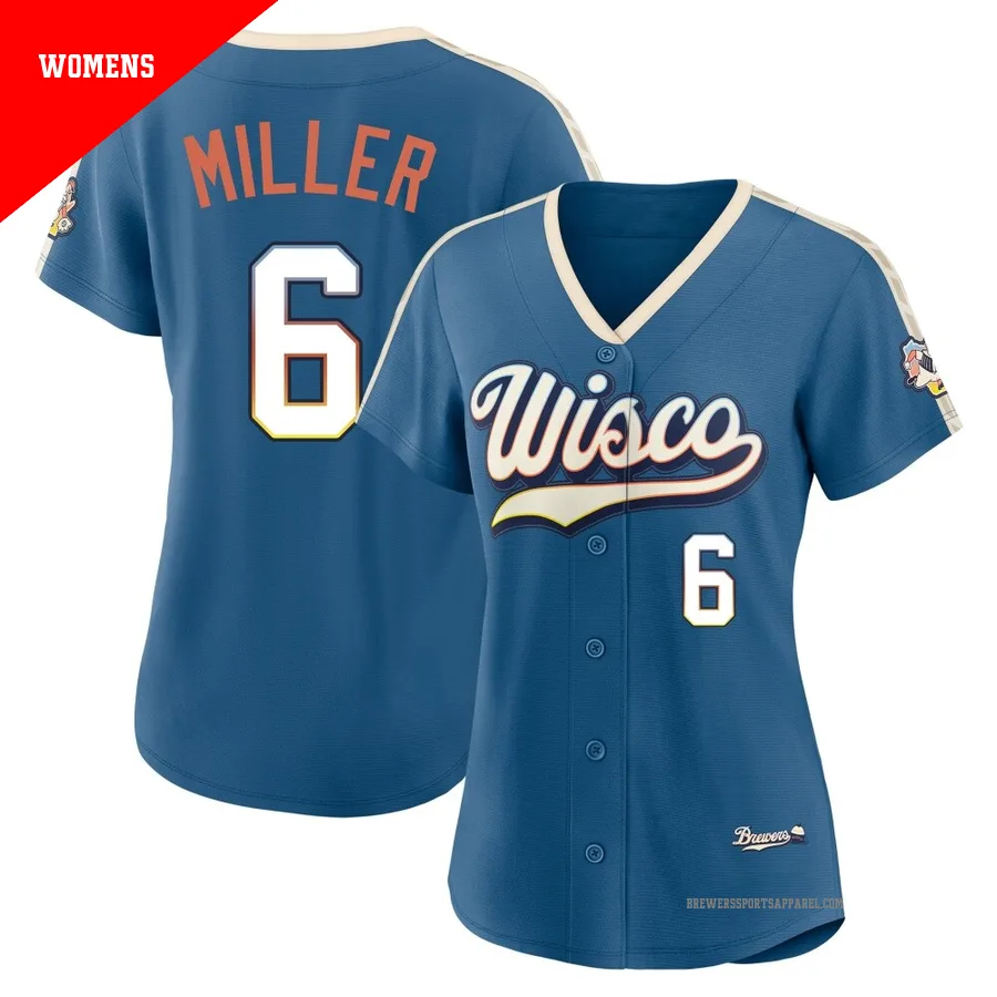 Milwaukee Brewers ＃6 Owen Miller Women's Blue Limited Mineral 2026 City Connect Stadium Jersey