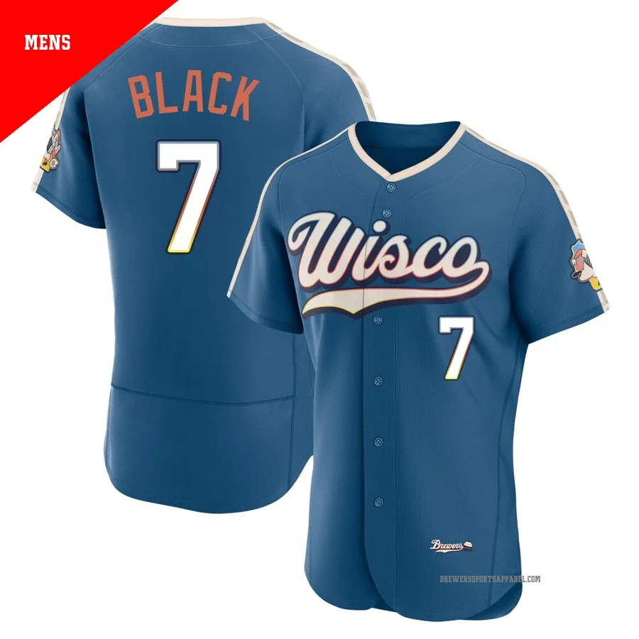 Milwaukee Brewers ＃7 Tyler Black Men's Blue Authentic Mineral 2026 City Connect Stadium Jersey