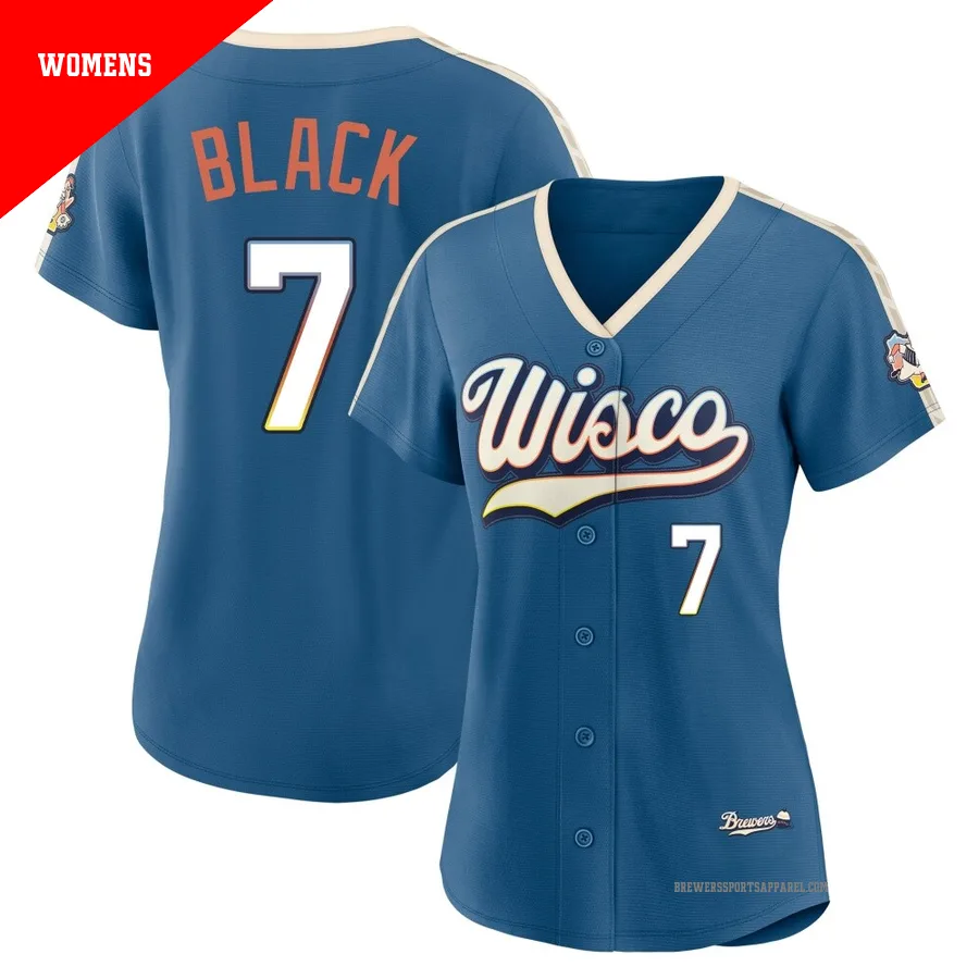 Milwaukee Brewers ＃7 Tyler Black Women's Blue Limited Mineral 2026 City Connect Stadium Jersey