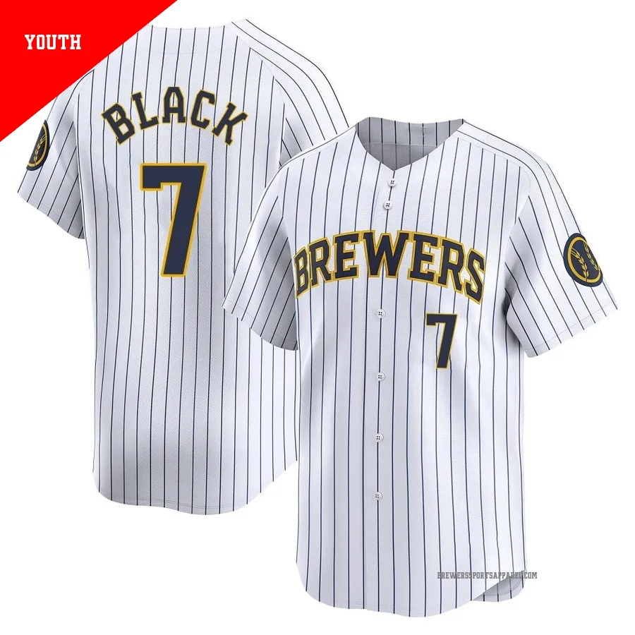 Milwaukee Brewers ＃7 Tyler Black Youth White Limited Alternate Jersey