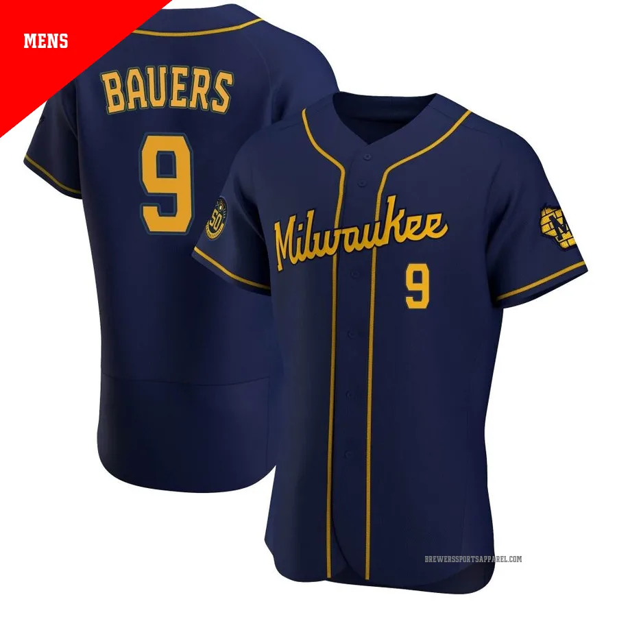 Milwaukee Brewers ＃9 Jake Bauers Men's Navy Authentic Alternate Jersey