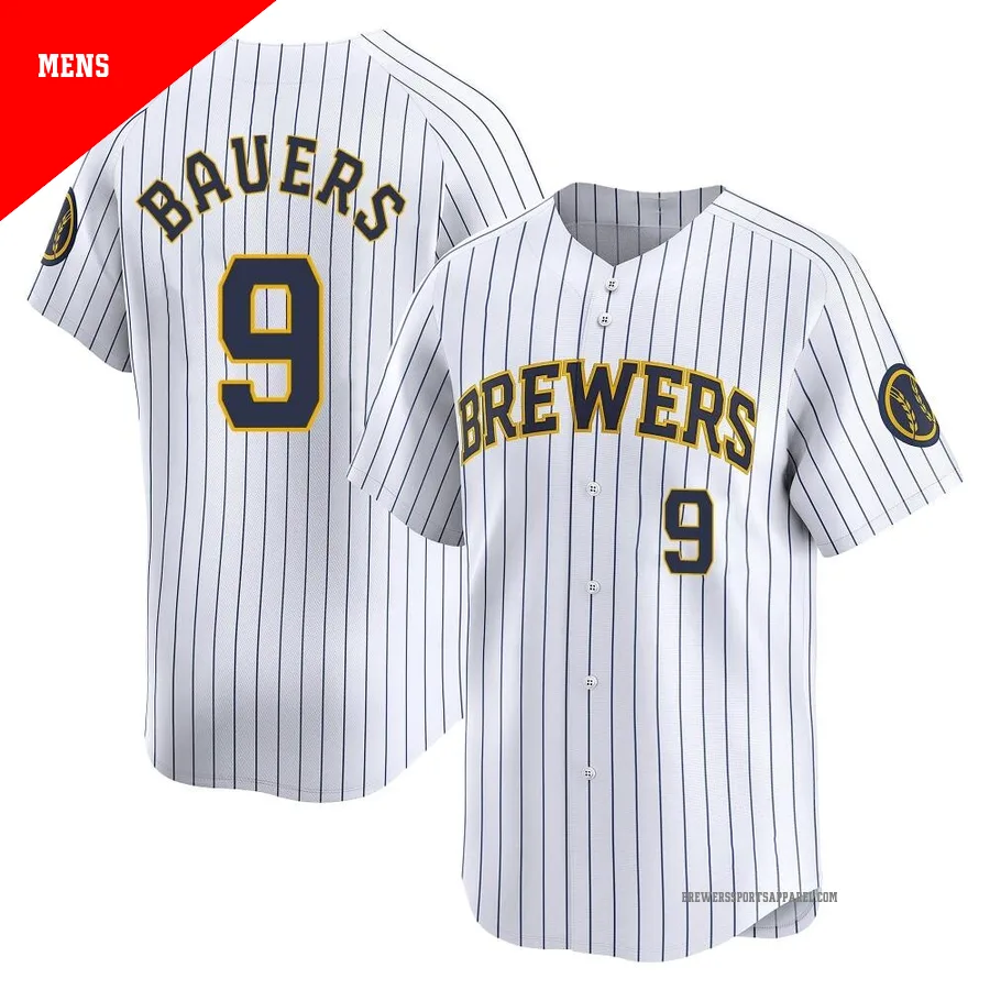 Milwaukee Brewers ＃9 Jake Bauers Men's White Limited Alternate Jersey
