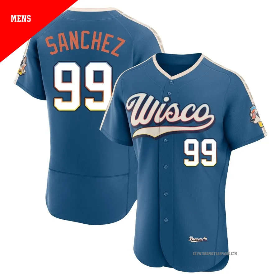Milwaukee Brewers ＃99 Gary Sanchez Men's Blue Authentic Mineral 2026 City Connect Stadium Jersey