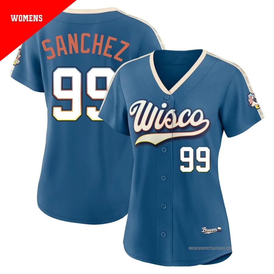 Milwaukee Brewers ＃99 Gary Sanchez Women's Blue Limited Mineral 2026 City Connect Stadium Jersey
