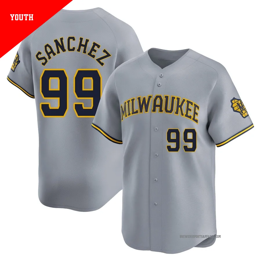 Milwaukee Brewers ＃99 Gary Sanchez Youth Gray Limited Away Jersey