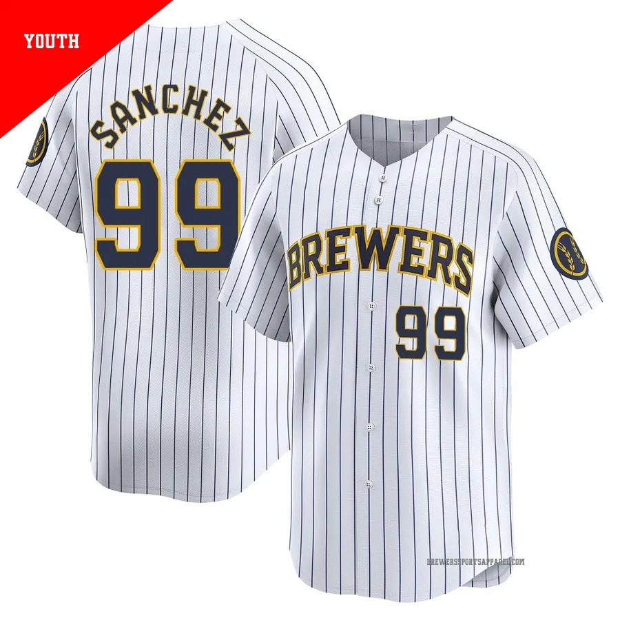 Milwaukee Brewers ＃99 Gary Sanchez Youth White Limited Alternate Jersey